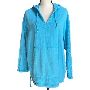 SOFT SURROUNDINGS Women’s Pullover Hoodie 100% Cotton Turquoise Top XL